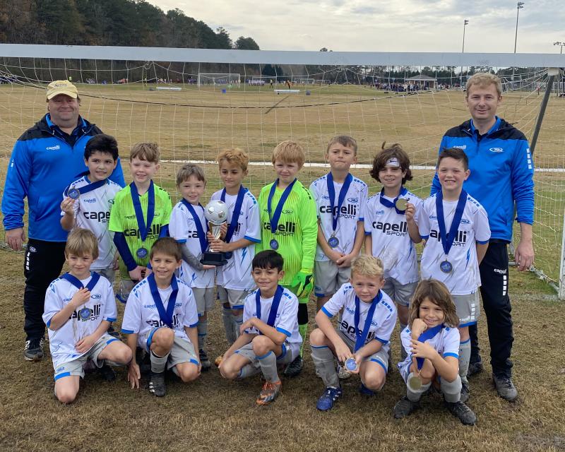 Delmarva Rush boys’ U9 team members shown in back are (l-r) assistant coach Andrew Maggitti and head coach Maksym Sopinskyy. In middle are Brodie Gaudiosi, Jax Donaway, Michael Sopinskyy, Aiden Stegall, Giovanni Maggitti, Henry Hill, Mack Welsh and Carter Hayes. In front are Henry Jackson, Leo Veet, Dev Pillai, Colton Travis and Adam Deyak.